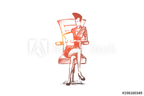 500x334 Vector Hand Drawn Business Lady Sketch. Business Woman Sitting Leg - Business Woman Sketch