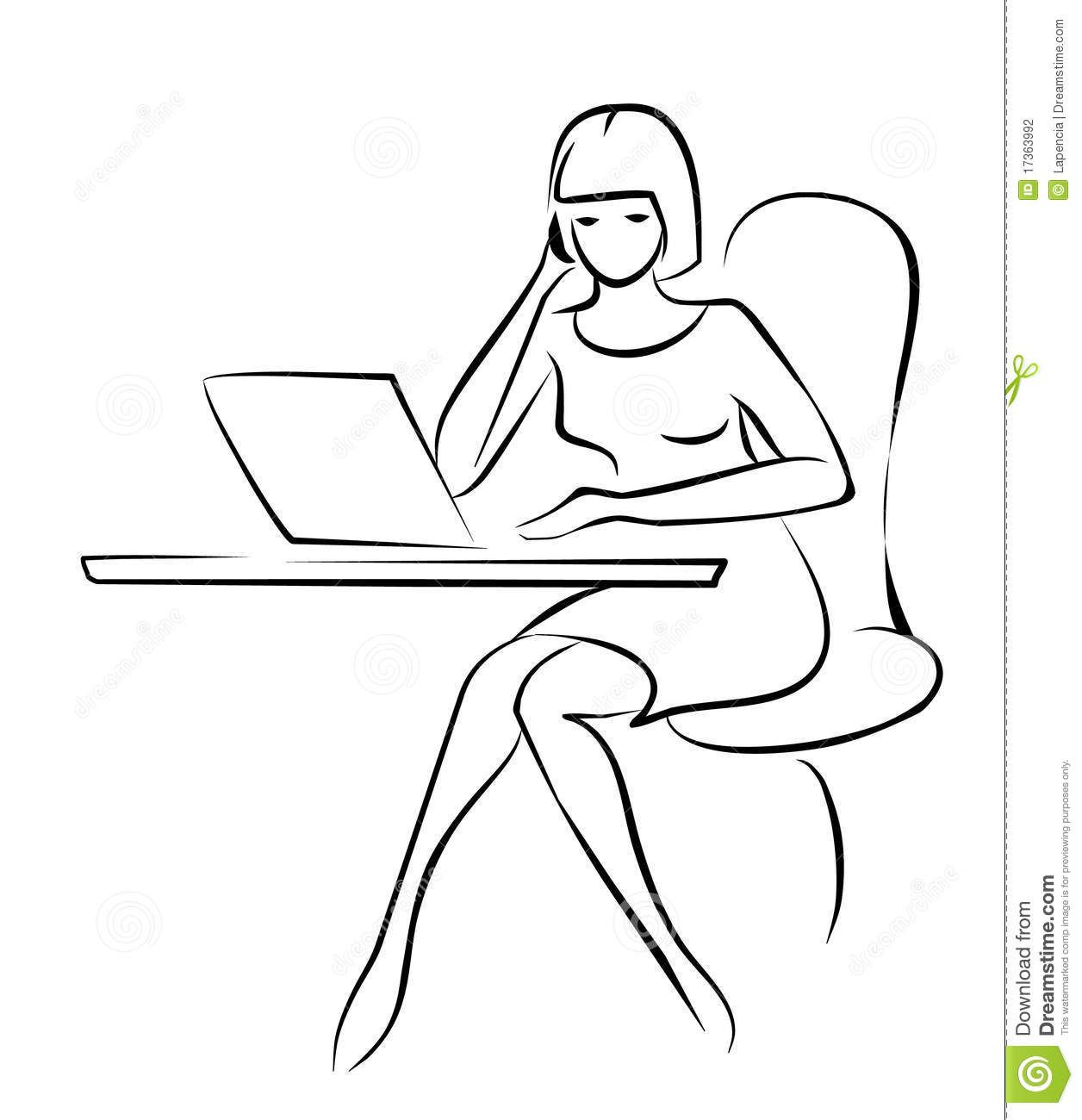 1256x1300 Young Business Woman Sketch In Black Lines Business Headshot - Business Woman Sketch