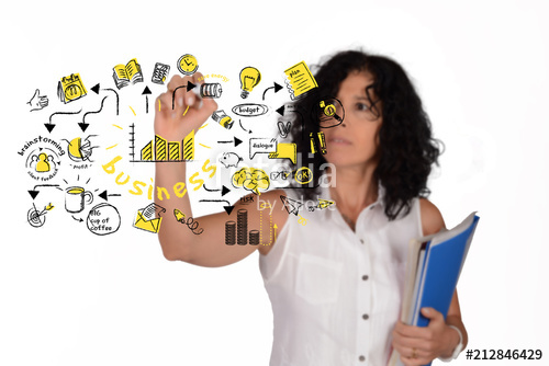 500x334 Business Woman Drawing Business Sketch Stock Photo And Royalty - Business Woman Sketch