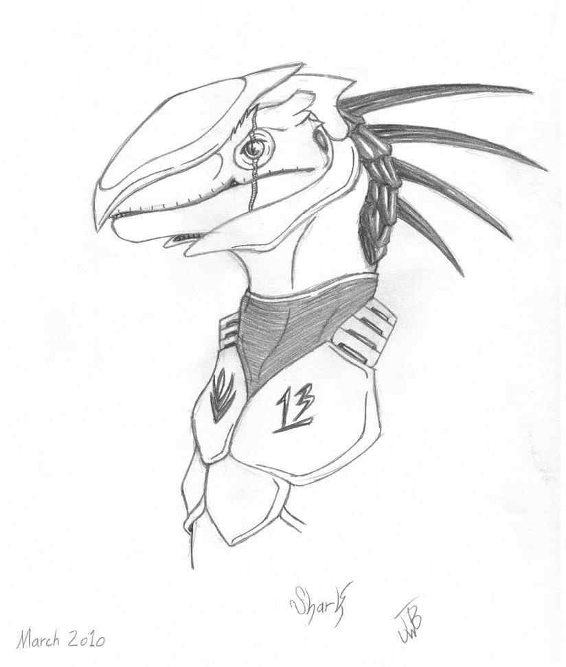 824x972 Shark Soldier Bust Sketch By Shark The Raptor - Bust Sketch