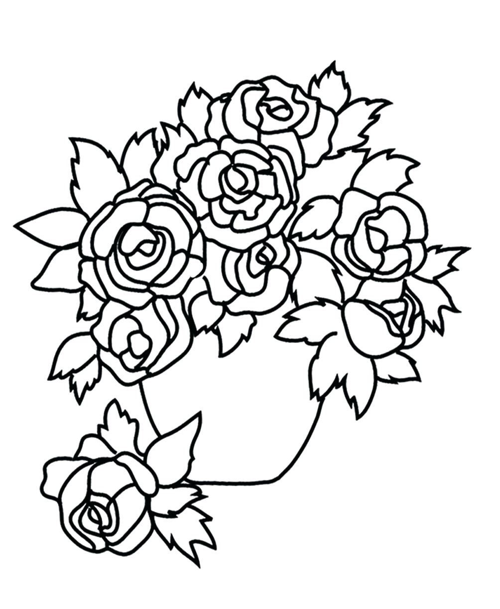 1004x1222 Flower Images With Roses A Vase Sketch To Color Buttercup Coloring - Buttercup Flower Sketch