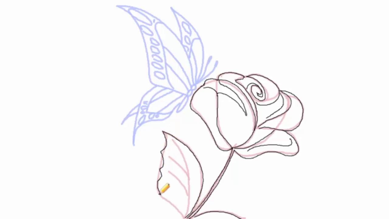1280x720 How To Draw A Butterfly On A Flower - Butterfly On Flower Sketch