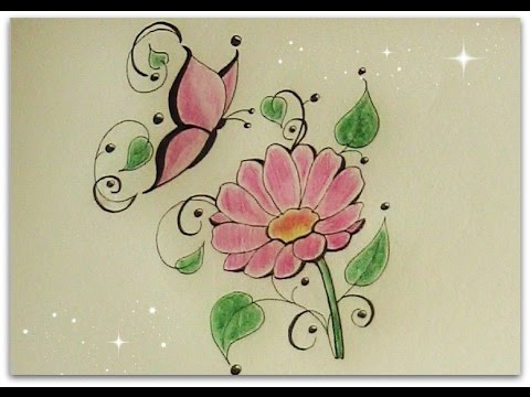 480x360 How To Draw Flower With Butterfly - Butterfly On Flower Sketch
