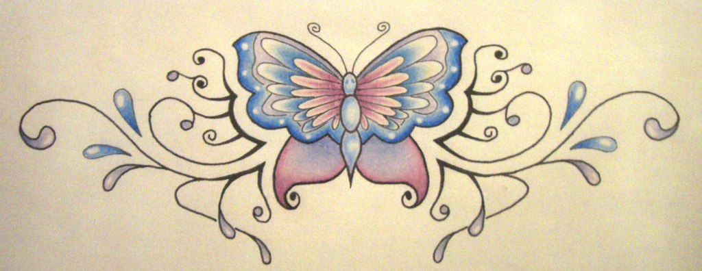1024x396 Butterfly (Pencil Drawing) This Is A Drawing That Was - Butterfly Pencil Sketch