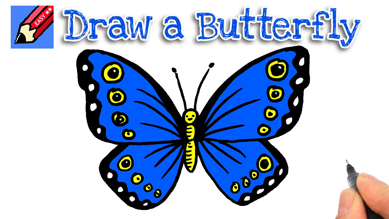 1280x720 How To Draw A Butterfly Real Easy For Kids And Beginners - Butterfly Simple Sketch