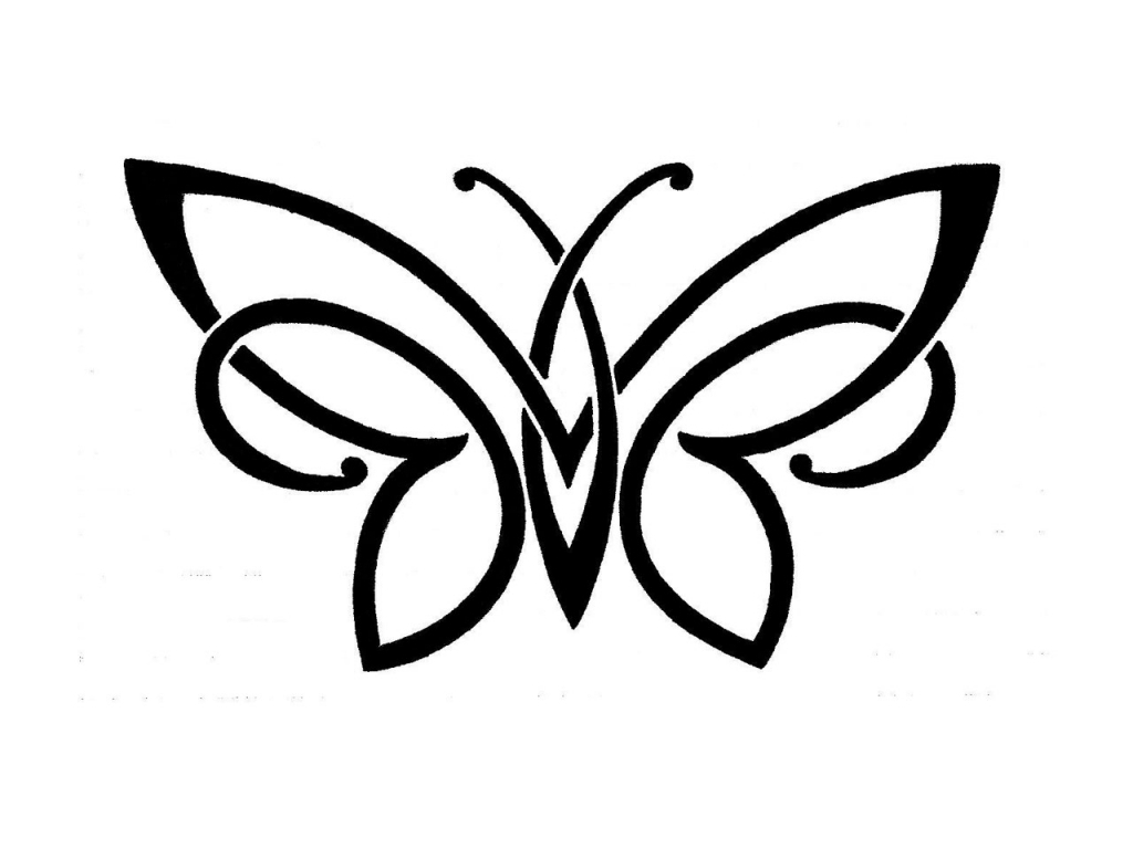 1024x768 Simple Butterfly Sketch Tribal Butterfly Drawings Small Butterfly - Butterfly Simple Sketch