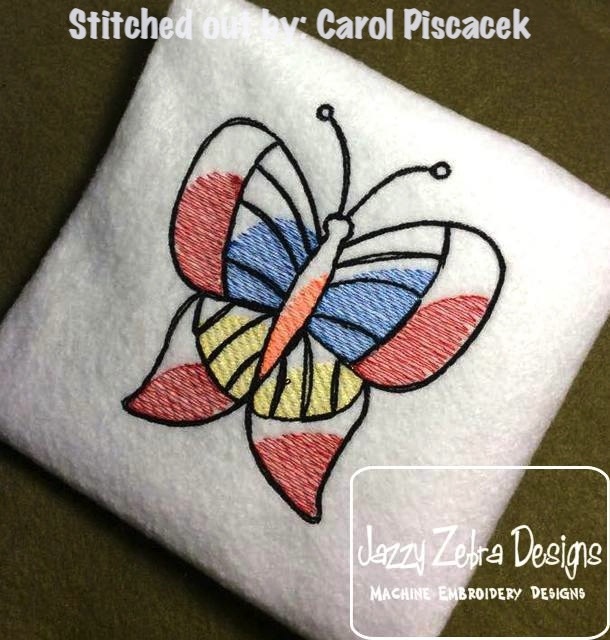 610x640 Butterfly Sketch Embroidery Design Jazzy Zebra Designs - Butterfly Sketch