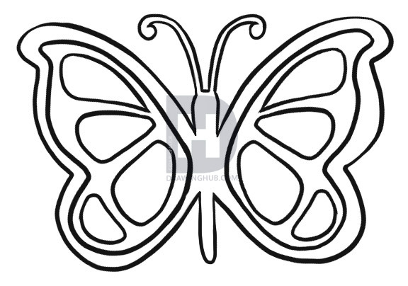 576x404 How To Draw A Simple Butterfly, Step By Step, Drawing Guide, By - Butterfly Sketch Drawings