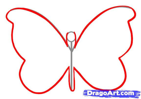 576x404 Collection Of Easy Drawings Step By Step Butterfly High - Butterfly Sketch Simple