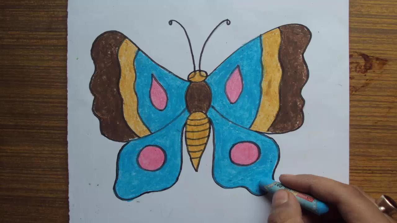 1280x720 How To Draw Butterfly Step By Step Easy With Pastel Color - Butterfly Sketch Simple