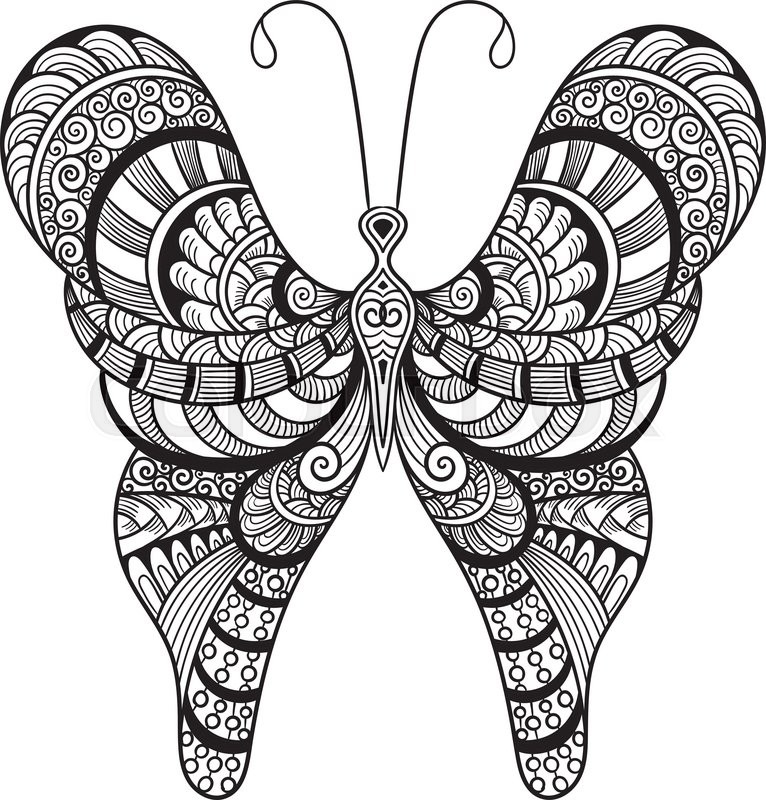 766x800 Vector Doodle Butterfly, Tattoo Sketch, Stock Vector Colourbox - Butterfly Tattoo Sketch