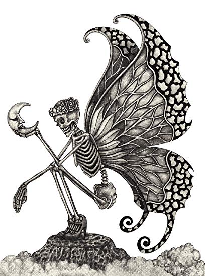 408x550 Pencil Sketch Skeleton Angel With Butterfly Wings And - Butterfly Wings Sketch