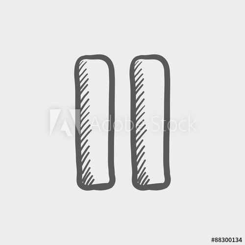 500x500 Pause Button Sketch Icon - Button Sketch
