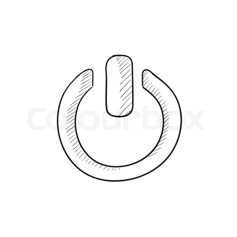 800x800 Power Button Vector Sketch Icon Isolated On Background. Hand Drawn - Button Sketch