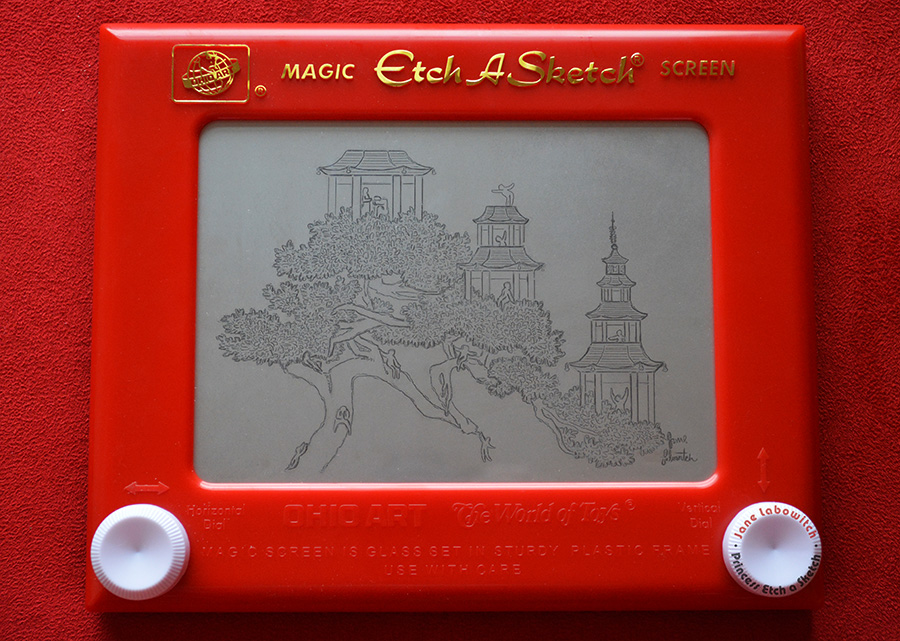900x641 Pagoda Bonsai Treehouse Etch A Sketch By Pikajane - Buy Etch A Sketch