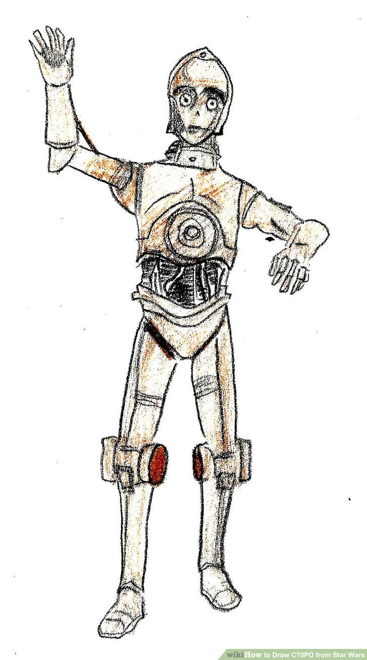 728x1309 How To Draw From Star Wars 8 Steps (With Pictures) - C3po Sketch