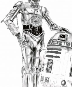 247x300 R2 D2 And C 3po Star Wars Corner4art - C3po Sketch