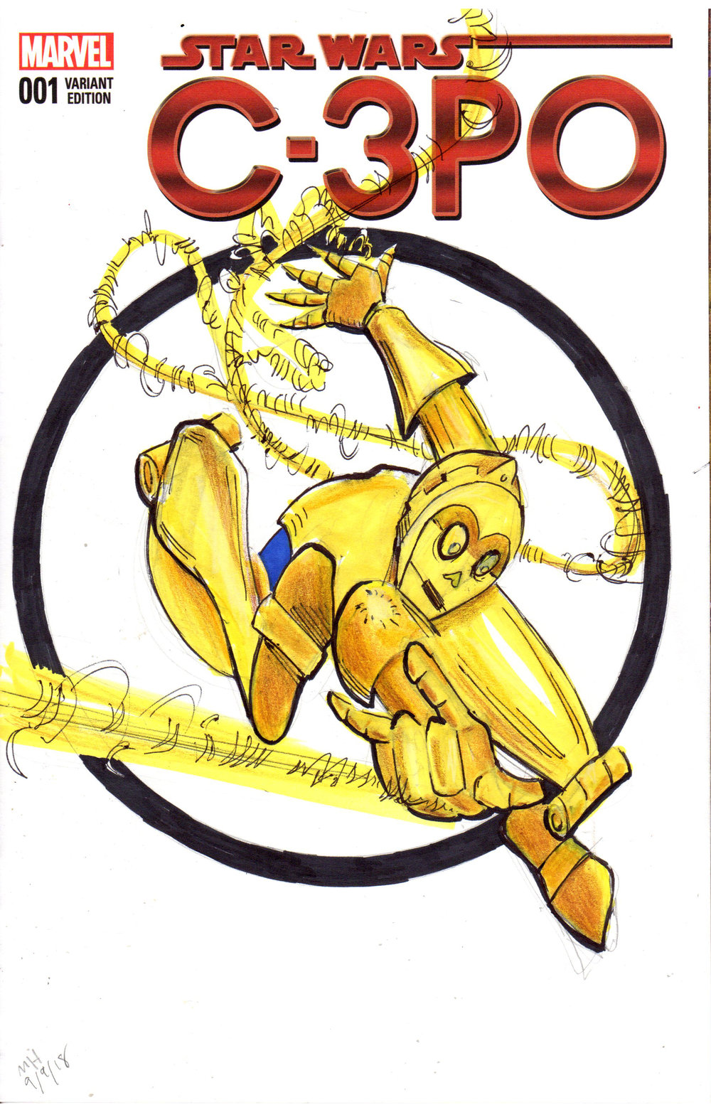 1000x1564 Star Wars C 3po Sketch Cover Broke Drawers - C3po Sketch