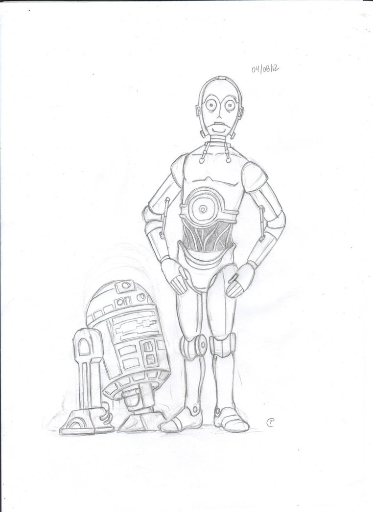 762x1047 Star Wars Sketch C3po And R2d2 By Chinodt - C3po Sketch