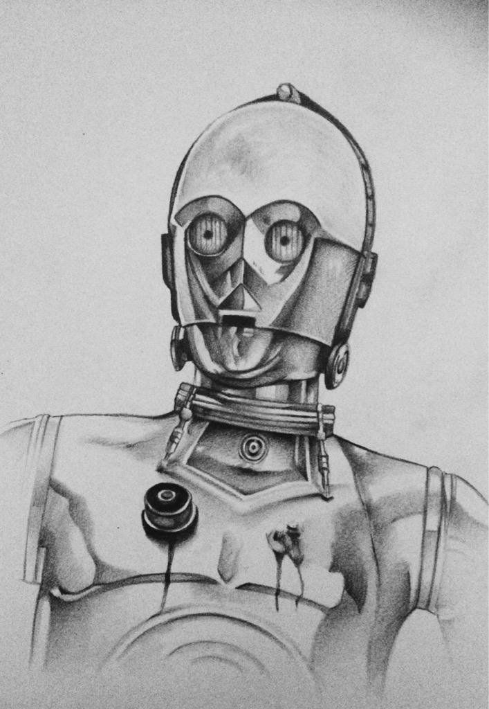 707x1024 Vintage Gamer Art On Twitter - C3po Sketch