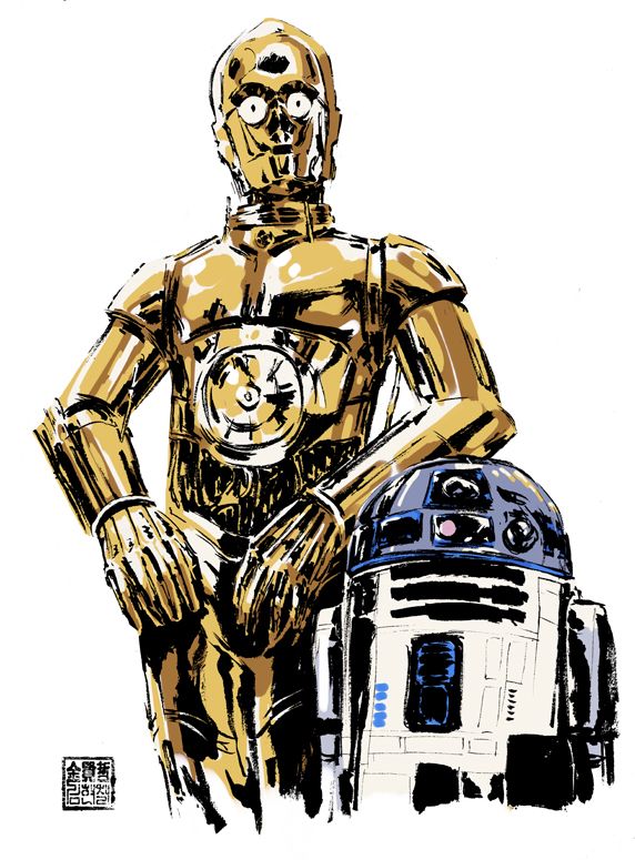 572x775 R2 D2 Drawing - C3po Sketch