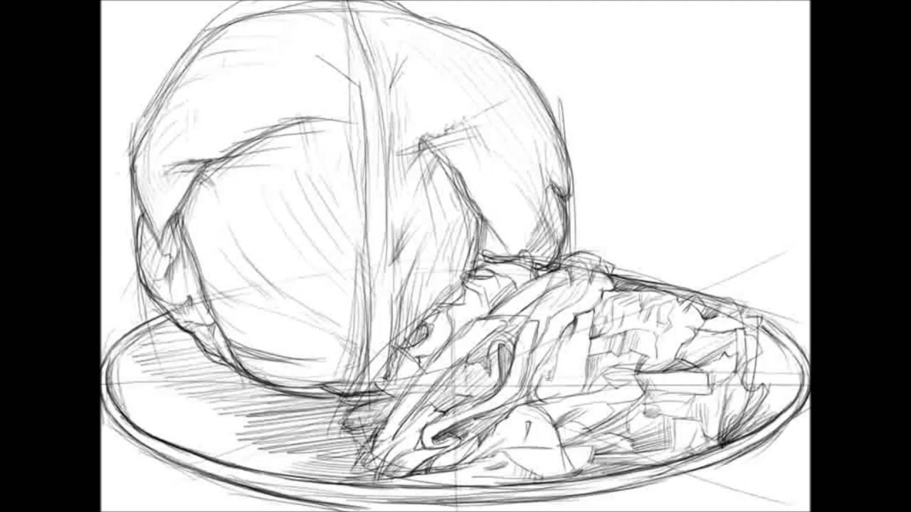 1280x720 How To Draw A Cabbage - Cabbage Sketch
