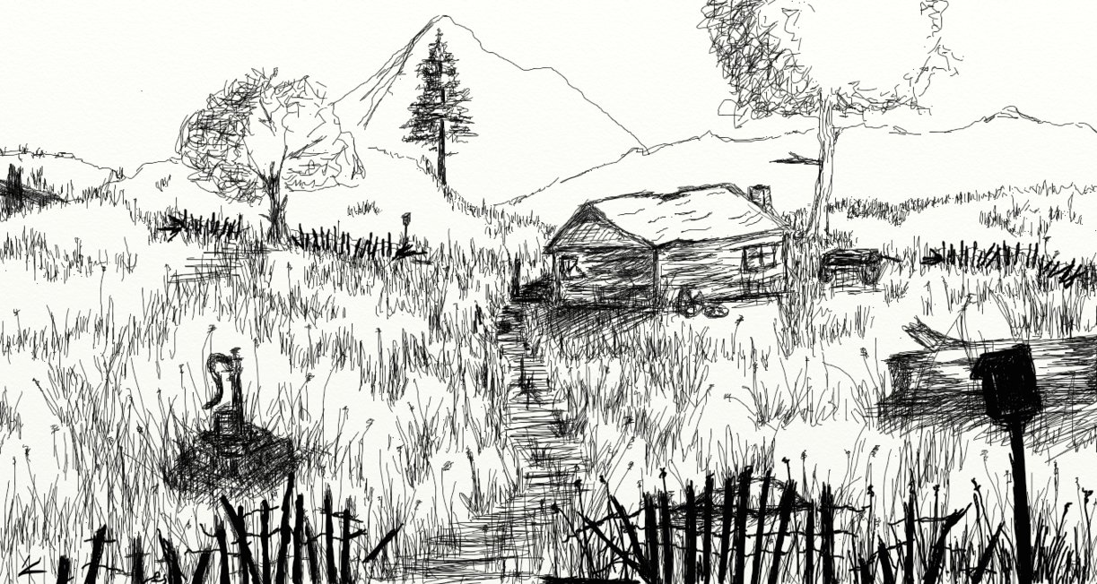 1223x652 Cabin Sketch By Atfirstplush - Cabin Sketch