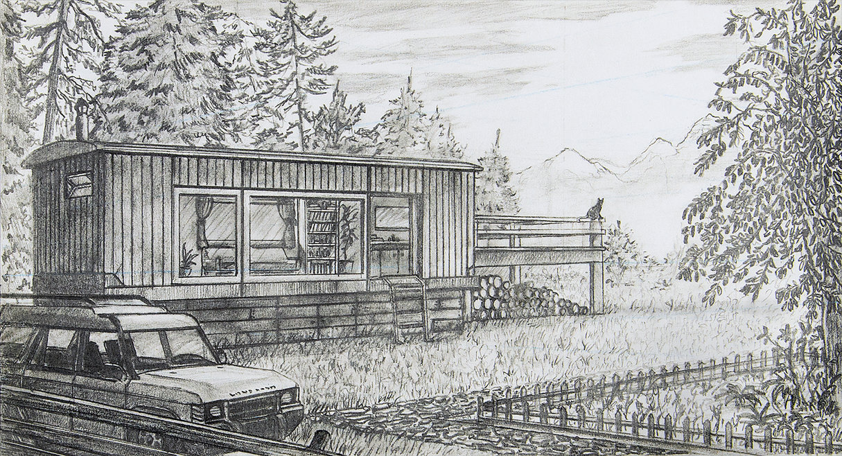 1215x658 Forest Cabin Sketch By Nikolayhranov - Cabin Sketch