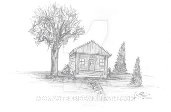 600x394 Log Cabin Sketch By Cmastea5 - Cabin Sketch