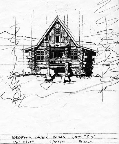 411x500 Cabin Sketch, - Cabin Sketch