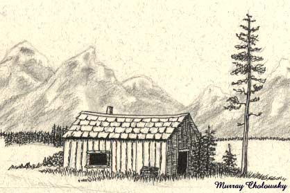 418x279 Old Mountain Cabin - Cabin Sketch