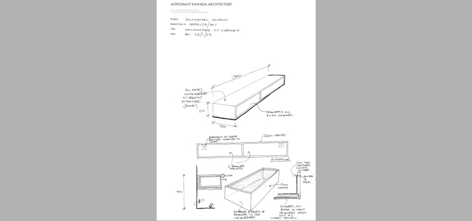 940x440 Astronaut Kawada Architecture Detail Sketch Design Of Guest Room - Cabinet Sketch