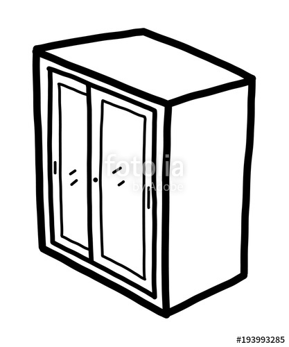 417x500 Cabinet Cartoon Vector And Illustration, Black And White, Hand - Cabinet Sketch