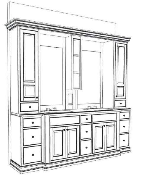 480x595 Bathroom Cabinet Picture Drawing Drawing Skill - Cabinet Sketch