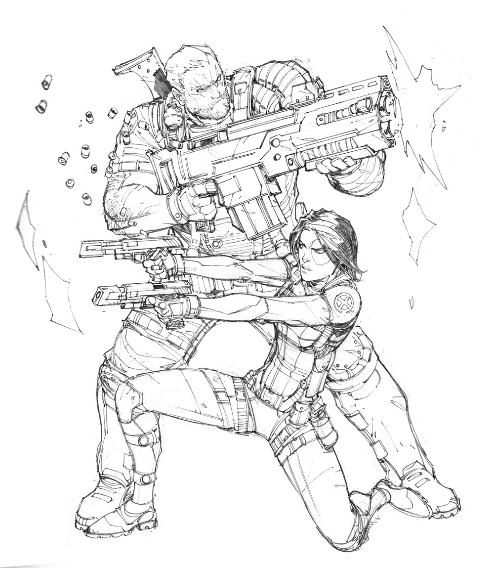 1000x1149 Max Dunbar Art Sketch Of Cable And Domino - Cable Sketch