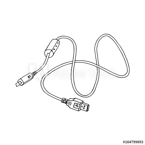 500x500 Usb Cable Sketch. Raster Copy. - Cable Sketch
