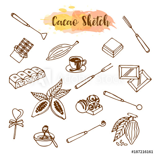 500x500 Chocolate Cacao Sketch. Design Menu For Restaurant, Shop - Cacao Sketch