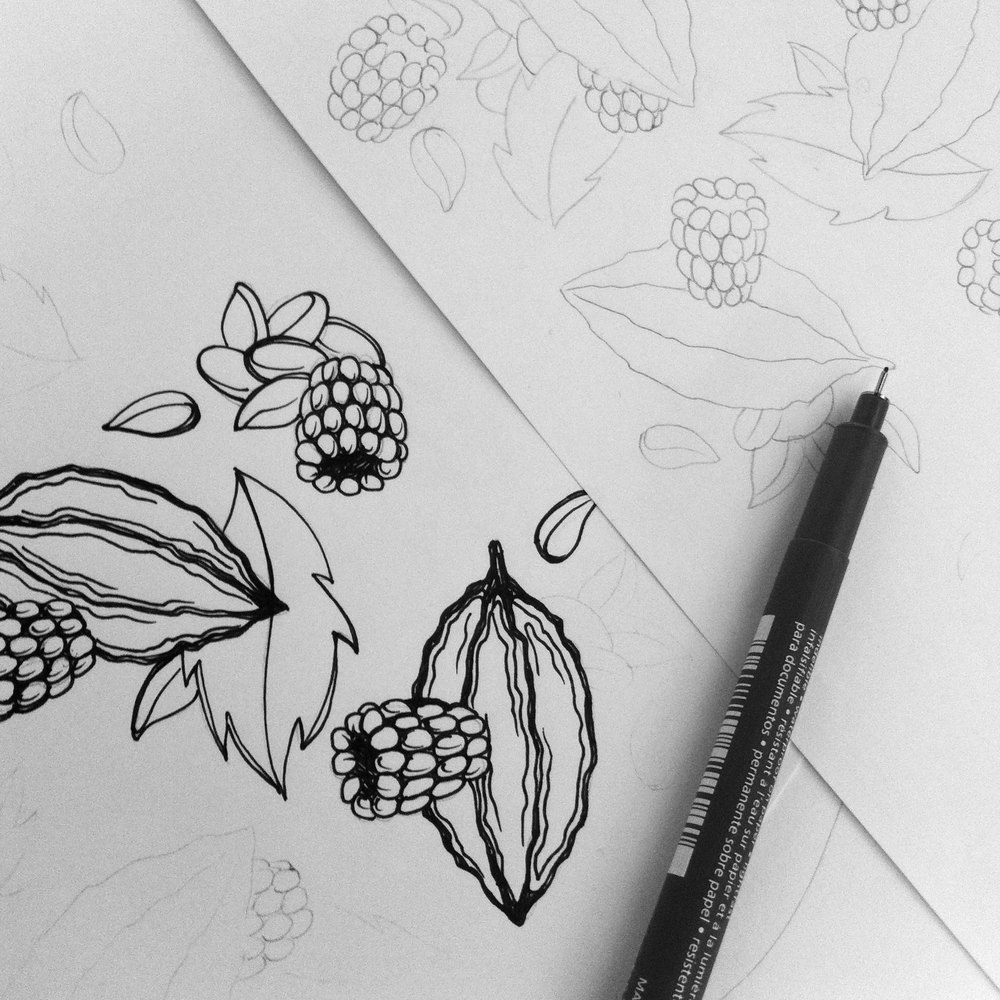 1000x1000 Cacao Pattern Hollyrose Design - Cacao Sketch