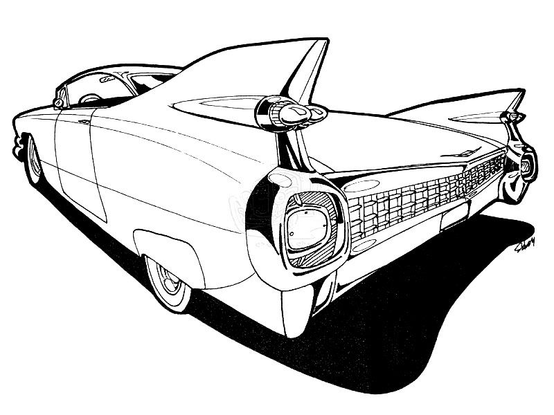 800x600 1959 Cadillac Drawing Embroidery Cars, Drawings - Cadillac Sketch