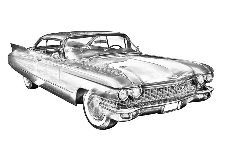 900x600 1960 Cadillac Luxury Car Illustration Photograph By Keith Webber Jr - Cadillac Sketch