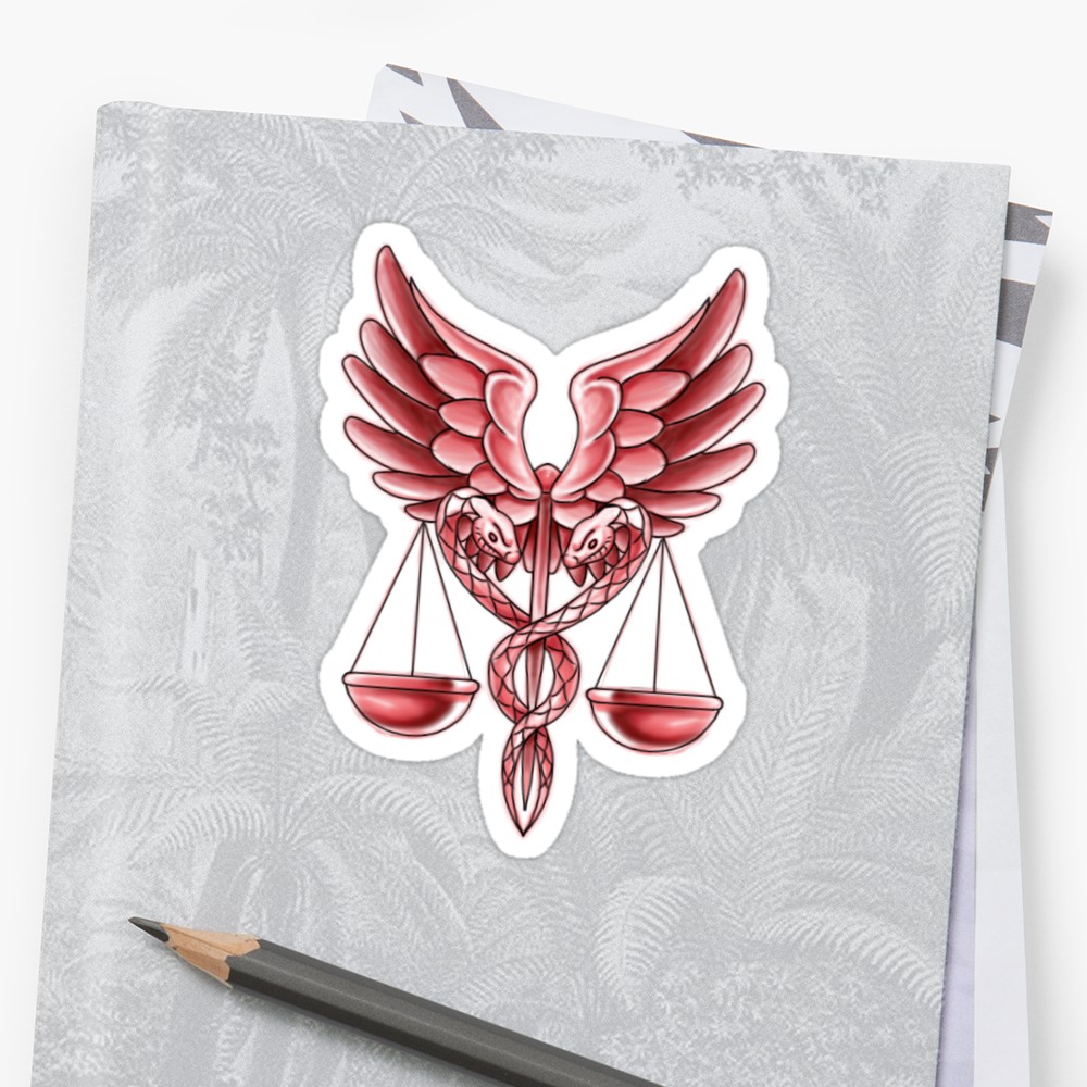 1000x1000 Caduceus Sketch Stickers By Atom Godwin Redbubble - Caduceus Sketch