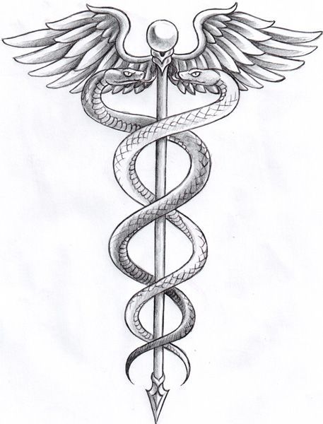 457x600 Caduceus Tattoo - Caduceus Sketch