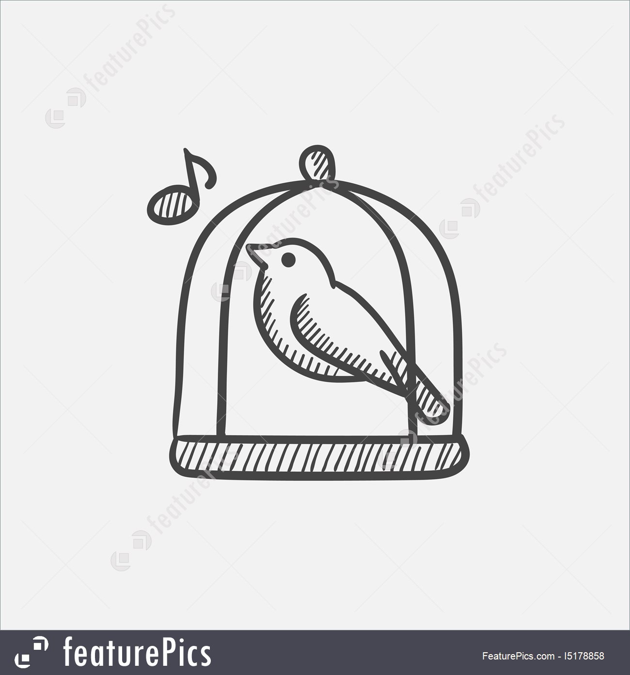 1300x1392 Bird Singing In Cage Sketch Icon. Illustration - Cage Sketch