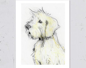 340x270 Cairn Terrier Art Etsy - Cairn Terrier Sketch