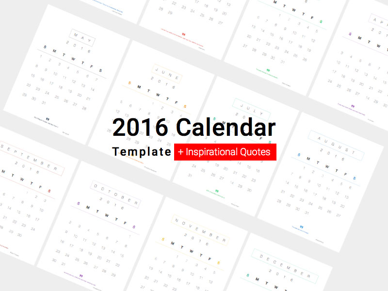 800x600 Minimal Calendar 2016 And Inspirational Quotes Sketch Freebie - Calendar Sketch