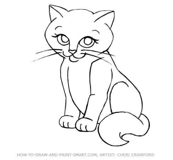 550x509 How To Draw A Cat - Calico Cat Sketch