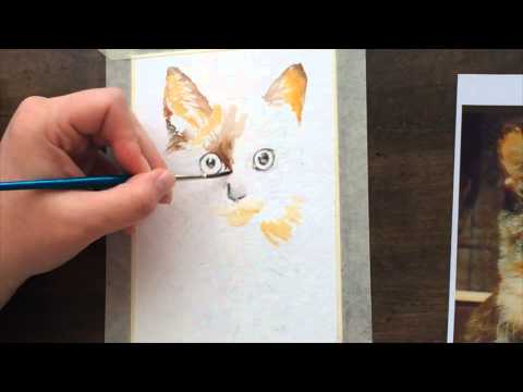 480x360 Calico Cat Watercolor Painting By Susan Windsor - Calico Cat Sketch