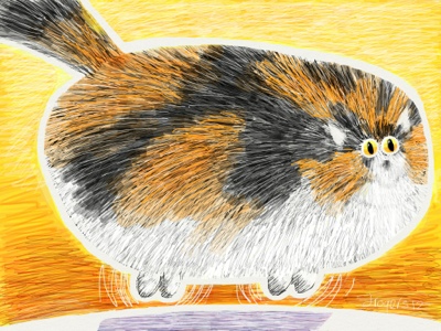 400x300 Calico Cat Cartoon Life - Calico Cat Sketch