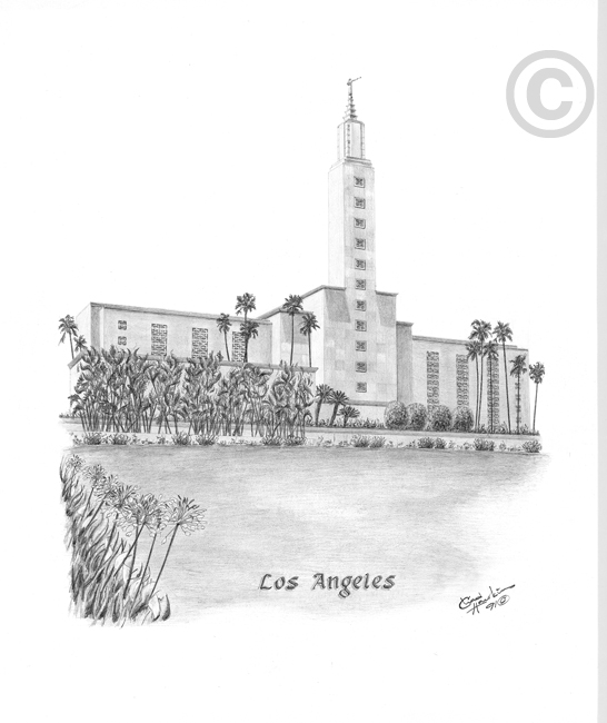 546x650 Los Angeles California Temple - California Sketch
