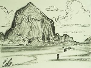 300x224 Max Cole Original Charcoal Drawing Lanscape Sketch California Art - California Sketch
